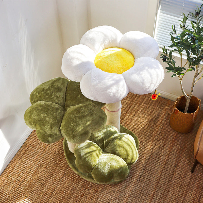 Stylish Contemporary Round Cat Tree with Velvet Fabric and Sisal – 3-Tier Particleboard Cat Tower for Living Room