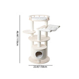 Contemporary Scandinavian Round 5-Tier Cat Tree with Multi-Layer Solid Wood Panels, Particleboard & Fiberboard, Velvet Fabric, Paper Rope & Paper Tube – Living Room