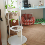 Stylish Contemporary Scandinavian Round Cat Tree – 5-Tier, Solid Pine & MDF with Iron, Sisal & Acrylic Accents for Living Room