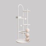 Stylish Contemporary Scandinavian Round Cat Tree – 5-Tier, Solid Pine & MDF with Iron, Sisal & Acrylic Accents for Living Room