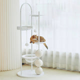 Stylish Contemporary Scandinavian Round Cat Tree – 5-Tier, Solid Pine & MDF with Iron, Sisal & Acrylic Accents for Living Room