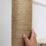 Scandinavian-Style Rectangular Solid-Wood Cat Tree with Hemp Rope, 2-Tier Multi-Layer Design for Living Room