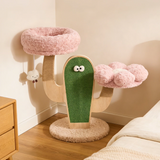 Contemporary Round Multi-Layer Solid Wood Cat Tree with MDF Panels, Velvet Fabric and Sisal Rope – 3-Tier Living Room