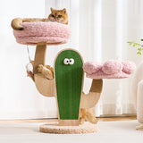 Contemporary Round Multi-Layer Solid Wood Cat Tree with MDF Panels, Velvet Fabric and Sisal Rope – 3-Tier Living Room