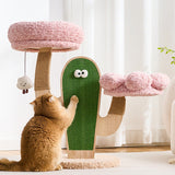 Contemporary Round Multi-Layer Solid Wood Cat Tree with MDF Panels, Velvet Fabric and Sisal Rope – 3-Tier Living Room