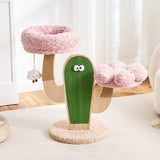 Contemporary Round Multi-Layer Solid Wood Cat Tree with MDF Panels, Velvet Fabric and Sisal Rope – 3-Tier Living Room