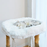Contemporary Scandinavian 3-Tier Cat Tree – Rectangular Particleboard, Natural Fruitwood Finish, Hemp Rope & Velvet Fabric for Living Room