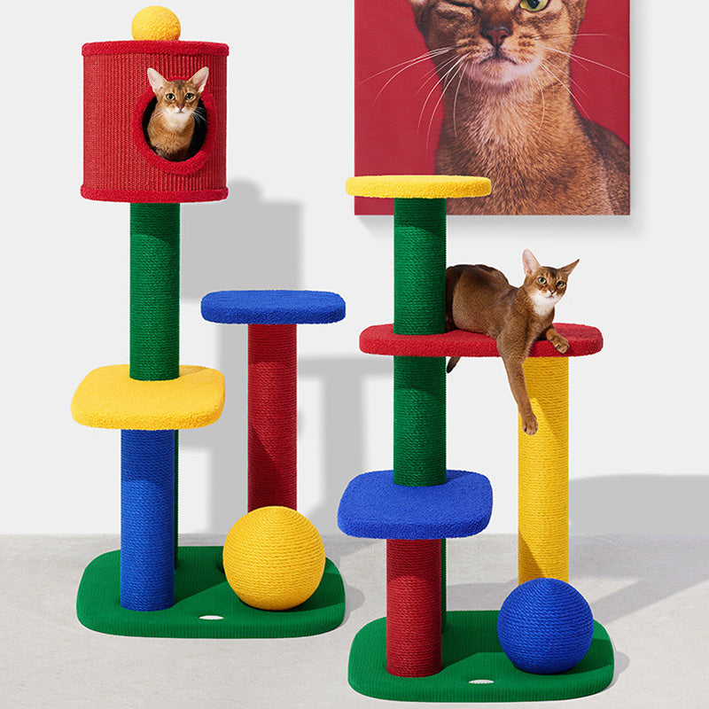Modern Rectangular Cat Tree – 2/3/4-Tier Multi-Level with Particleboard, Corrugated Paper, Sisal & Jute (EPS Core) for Living Room
