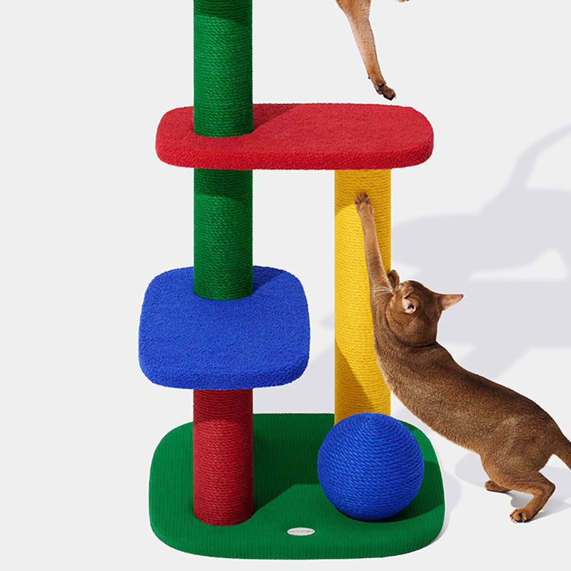 Modern Rectangular Cat Tree – 2/3/4-Tier Multi-Level with Particleboard, Corrugated Paper, Sisal & Jute (EPS Core) for Living Room