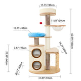 Modern Scandinavian Round Cat Tree, 5-Tier with Velvet Fabric, Particleboard Base, Paper Rope & Paper Tube – Perfect for the Living Room