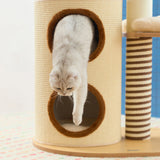 Modern Scandinavian Round Cat Tree, 5-Tier with Velvet Fabric, Particleboard Base, Paper Rope & Paper Tube – Perfect for the Living Room