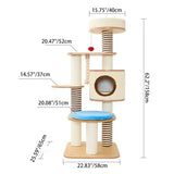 Modern Scandinavian Round Cat Tree, 5-Tier with Velvet Fabric, Particleboard Base, Paper Rope & Paper Tube – Perfect for the Living Room