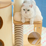 Modern Scandinavian Round Cat Tree, 5-Tier with Velvet Fabric, Particleboard Base, Paper Rope & Paper Tube – Perfect for the Living Room