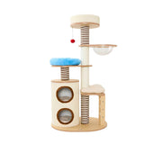 Modern Scandinavian Round Cat Tree, 5-Tier with Velvet Fabric, Particleboard Base, Paper Rope & Paper Tube – Perfect for the Living Room