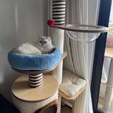 Modern Scandinavian Round Cat Tree, 5-Tier with Velvet Fabric, Particleboard Base, Paper Rope & Paper Tube – Perfect for the Living Room