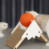 Contemporary Triangular MDF Cat Tree with Corrugated Paper and Sisal – Snow Mountain Design for Bedroom
