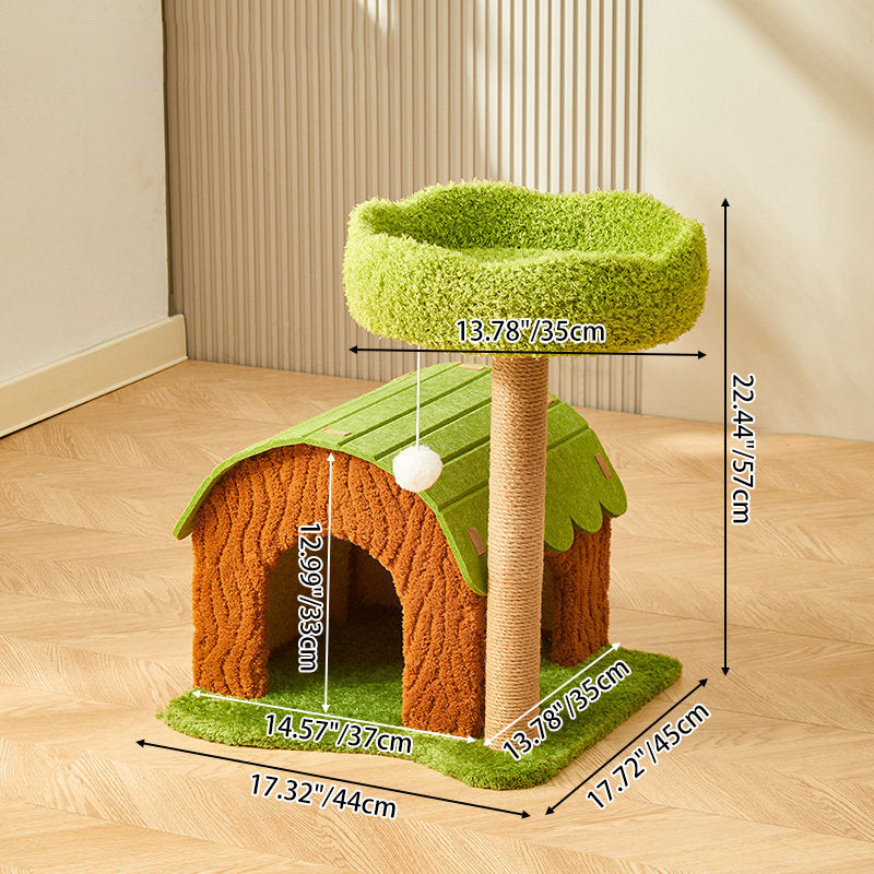 Modern Rectangular MDF Cat Tree with Velvet-Felt Finish and Sisal Scratching Posts — 2/3/4-Tier Tree House for Living Room