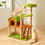 Modern Rectangular MDF Cat Tree with Velvet-Felt Finish and Sisal Scratching Posts — 2/3/4-Tier Tree House for Living Room