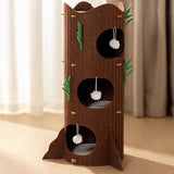 Modern Round MDF Felt Tree Stump Cat Tree, 2/3-Tier for Living Room