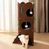 Modern Round MDF Felt Tree Stump Cat Tree, 2/3-Tier for Living Room