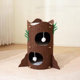 Modern Round MDF Felt Tree Stump Cat Tree, 2/3-Tier for Living Room