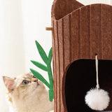 Modern Round MDF Felt Tree Stump Cat Tree, 2/3-Tier for Living Room