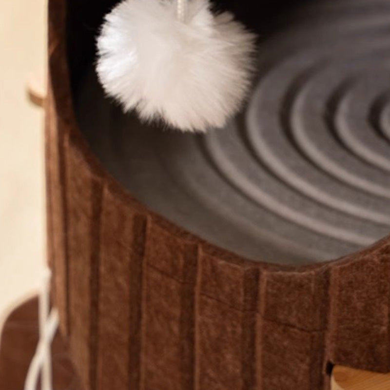 Modern Round MDF Felt Tree Stump Cat Tree, 2/3-Tier for Living Room