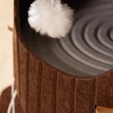 Modern Round MDF Felt Tree Stump Cat Tree, 2/3-Tier for Living Room