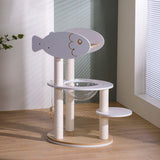 Modern Scandinavian Round Cat Tree – 3-Tier Solid Wood Panel Construction with Rope, PVC & Acrylic Accents for Living Room