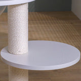 Modern Scandinavian Round Cat Tree – 3-Tier Solid Wood Panel Construction with Rope, PVC & Acrylic Accents for Living Room