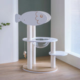 Modern Scandinavian Round Cat Tree – 3-Tier Solid Wood Panel Construction with Rope, PVC & Acrylic Accents for Living Room