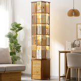 Modern Minimalist Rectangular Bamboo-MDF Bookshelves, 6- or 7-Tier, for Home Office