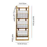 Modern Minimalist Rectangular Solid Wood Display Rack with Iron Rope Accents and 3 Baskets for Living Room
