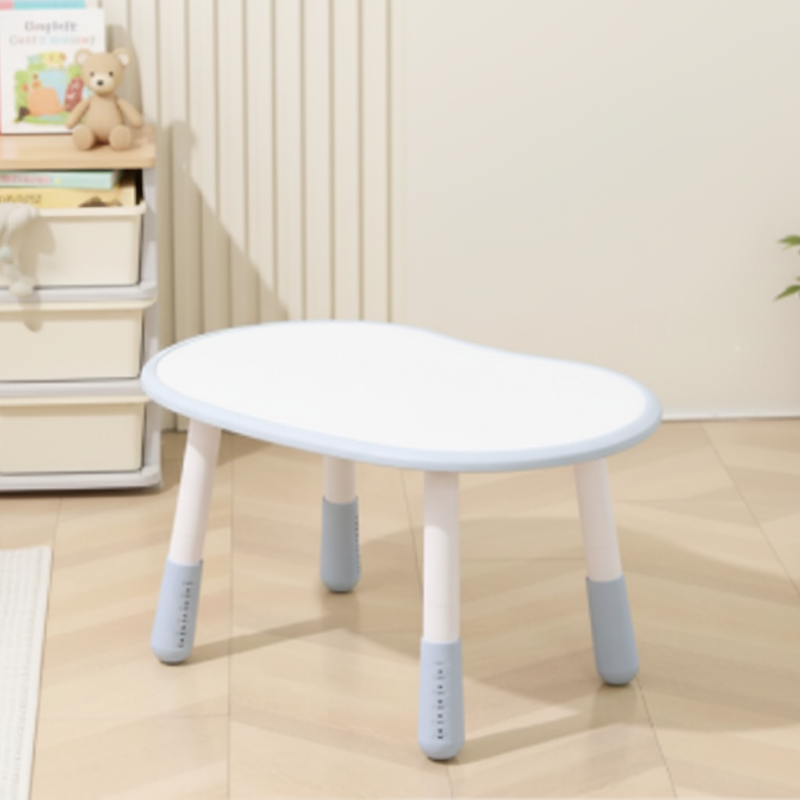 Modern Minimalist Oval Eco-Friendly Kids' Side Table with 4 Legs for Living Room
