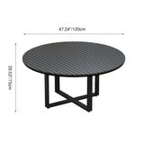 Modern Minimalist Round Outdoor Dining Table - Iron and Composite Wood, 4-Leg Garden Table