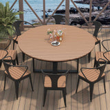 Modern Minimalist Round Outdoor Dining Table - Iron and Composite Wood, 4-Leg Garden Table