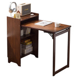 Sleek Modern Minimalist Rectangular Bamboo MDF Makeup Vanity with Two Cabinets, Foldable for Bedroom