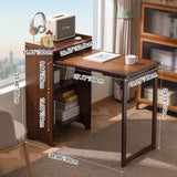 Sleek Modern Minimalist Rectangular Bamboo MDF Makeup Vanity with Two Cabinets, Foldable for Bedroom
