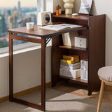Sleek Modern Minimalist Rectangular Bamboo MDF Makeup Vanity with Two Cabinets, Foldable for Bedroom