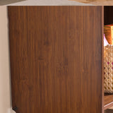 Sleek Modern Minimalist Rectangular Bamboo MDF Makeup Vanity with Two Cabinets, Foldable for Bedroom