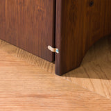 Sleek Modern Minimalist Rectangular Bamboo MDF Makeup Vanity with Two Cabinets, Foldable for Bedroom