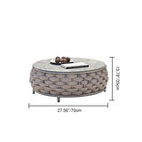 Modern Minimalist Round Aluminum Alloy Outdoor Coffee Table with PE Rattan Fabric and Stone Slab for Garden