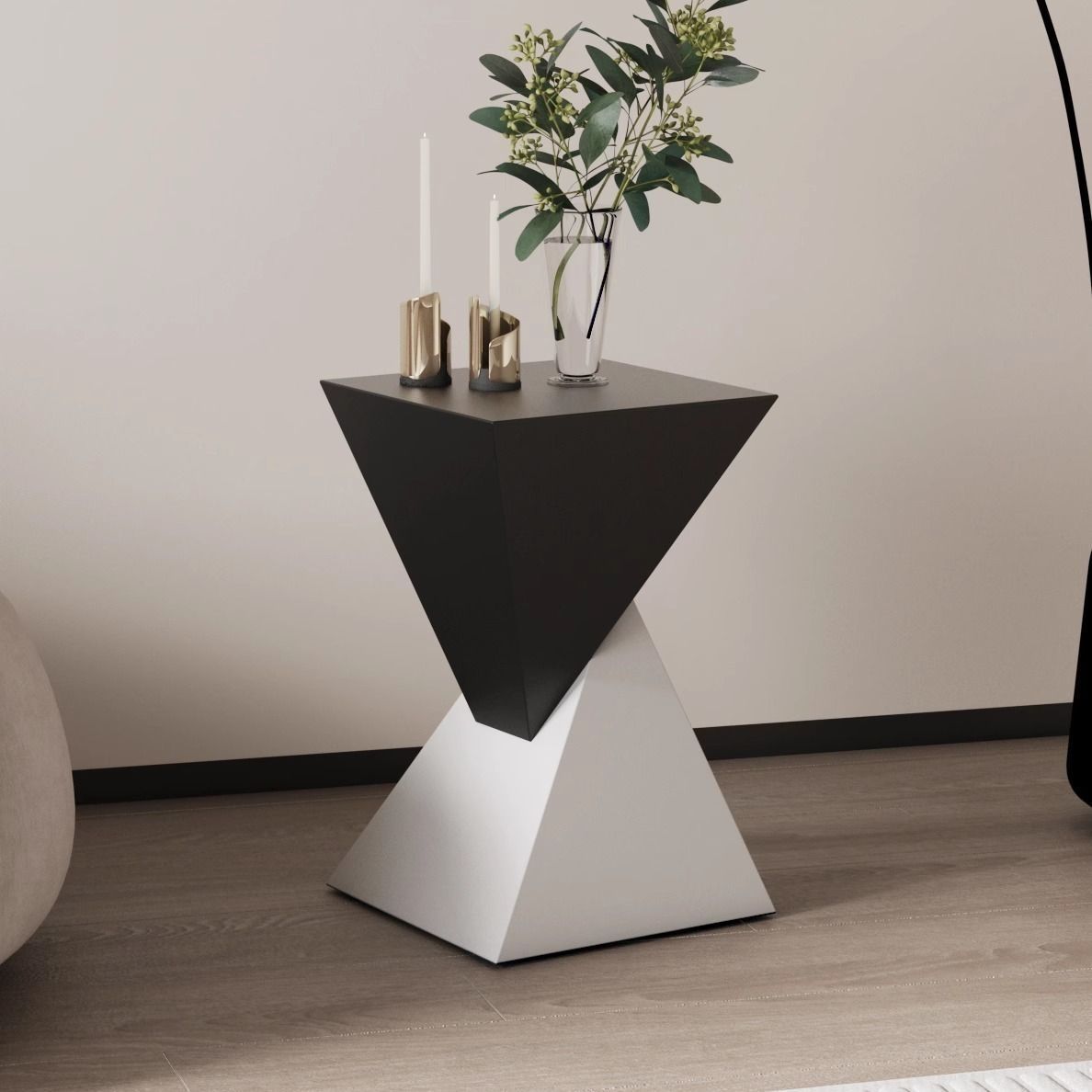 Sleek Modern Minimalist Triangular Carbon Steel Side Table for Living Room