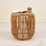 Modern Minimalist Bamboo Rattan Outdoor Side Table – Lightweight, Durable, Eco-Friendly & Breathable for Patio & Garden