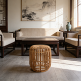 Modern Minimalist Bamboo Rattan Outdoor Side Table – Lightweight, Durable, Eco-Friendly & Breathable for Patio & Garden