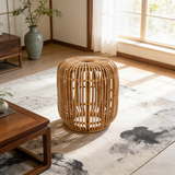 Modern Minimalist Bamboo Rattan Outdoor Side Table – Lightweight, Durable, Eco-Friendly & Breathable for Patio & Garden