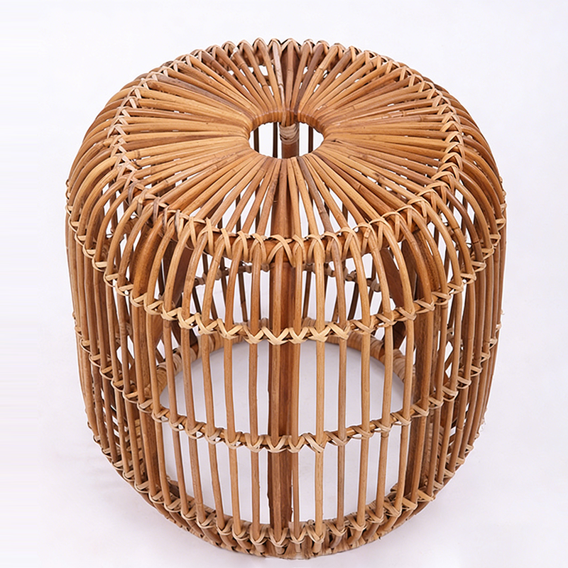 Modern Minimalist Bamboo Rattan Outdoor Side Table – Lightweight, Durable, Eco-Friendly & Breathable for Patio & Garden
