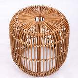 Modern Minimalist Bamboo Rattan Outdoor Side Table – Lightweight, Durable, Eco-Friendly & Breathable for Patio & Garden