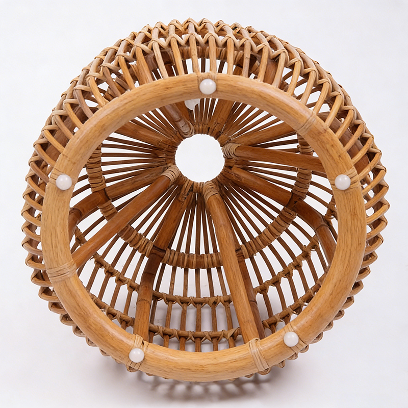 Modern Minimalist Bamboo Rattan Outdoor Side Table – Lightweight, Durable, Eco-Friendly & Breathable for Patio & Garden