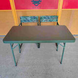 Modern Minimalist Rectangular Foldable Dining Table - 4-Leg Steel & Plastic, Garden-Ready
